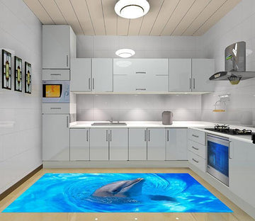 3D Playful Dolphin Kitchen Mat Floor Mural Wallpaper AJ Wallpaper 