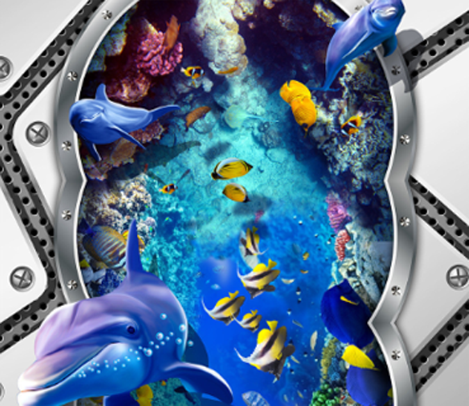3D Jumping Dolphins Floor Mural Wallpaper AJ Wallpaper 2 