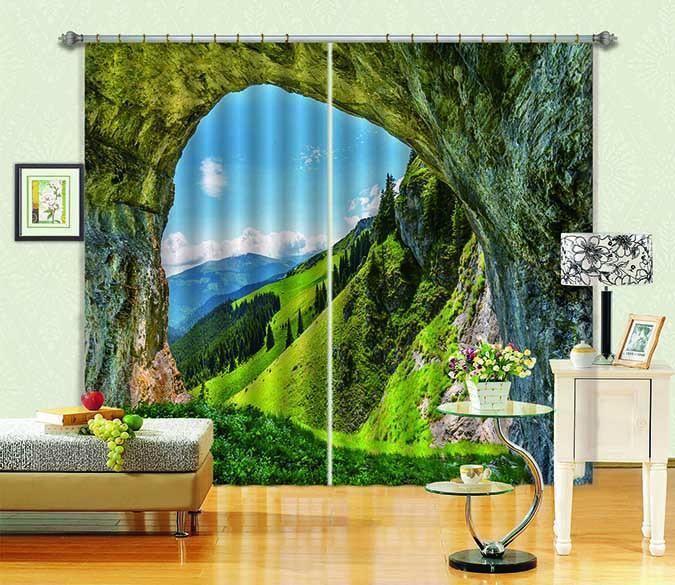 3D Mountain Cave Scenery 761 Curtains Drapes Wallpaper AJ Wallpaper 