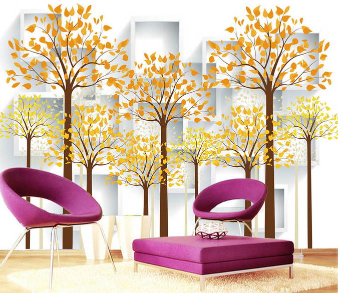 Yellow Trees And Frames Wallpaper AJ Wallpaper 
