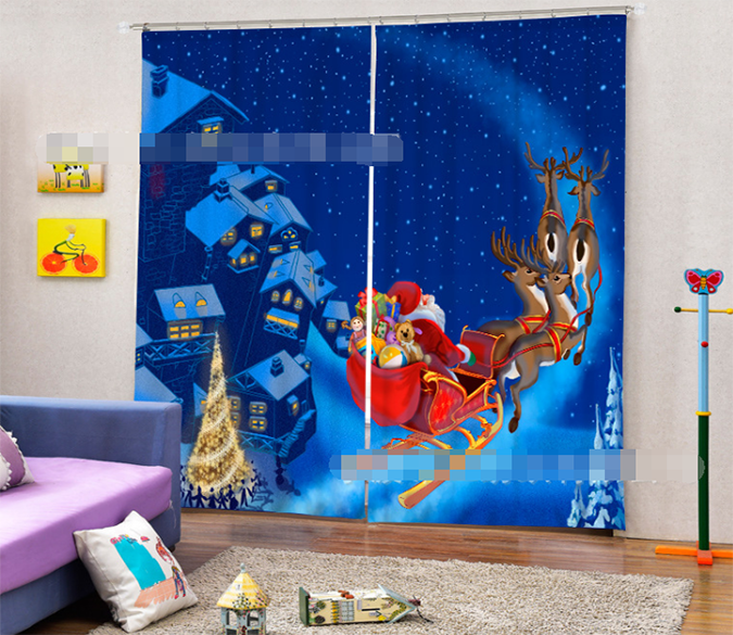 3D Village Santa Claus 2017 Curtains Drapes Wallpaper AJ Wallpaper 