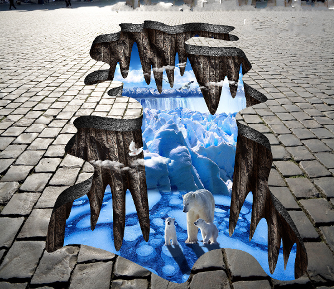 3D Cute Polar Bears Floor Mural Wallpaper AJ Wallpaper 2 