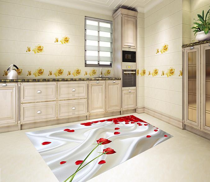 3D Silk And Roses 519 Kitchen Mat Floor Mural Wallpaper AJ Wallpaper 