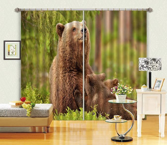 3D Playful Bear Curtains Drapes Wallpaper AJ Wallpaper 