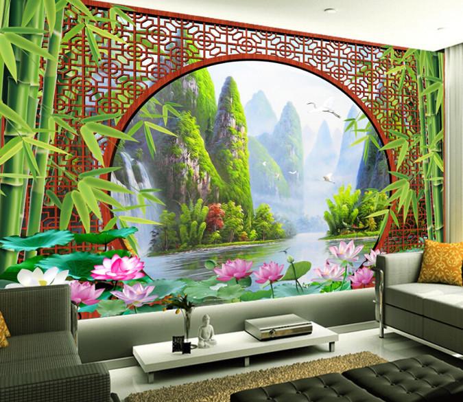 3D Majestic Mountains Lotus River Wallpaper AJ Wallpaper 1 