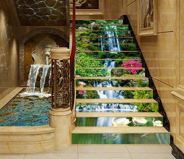 3D Creek Swans 1530 Stair Risers Wallpaper AJ Wallpaper 