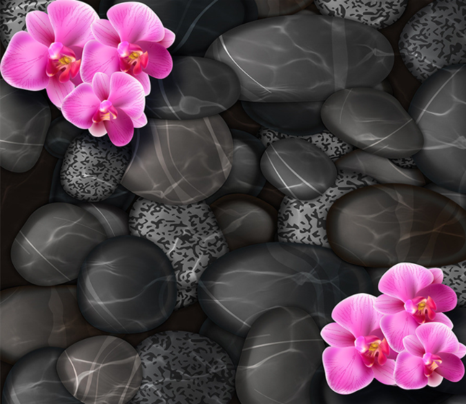 3D Fresh Pink Flowers Floor Mural Wallpaper AJ Wallpaper 2 