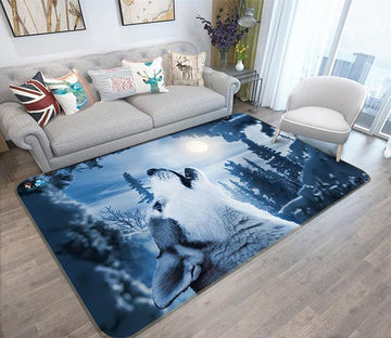 3D Wolf Howling Upward 243 Non Slip Rug Mat Mat AJ Creativity Home 