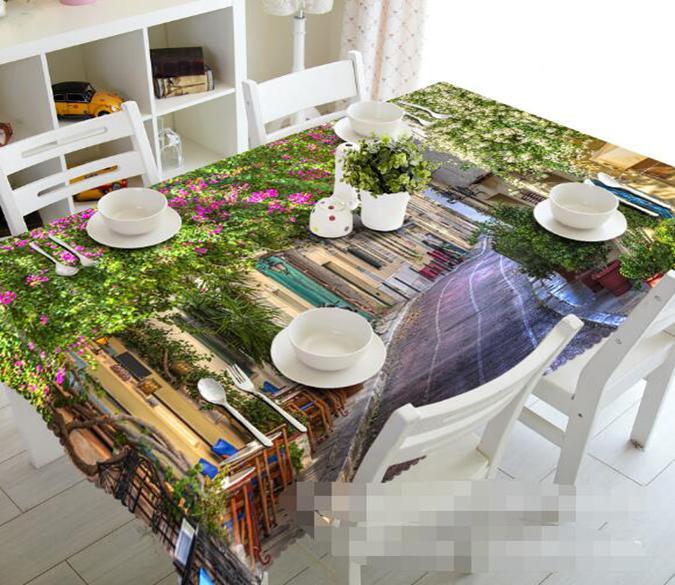 3D Town Alley Flowers 1406 Tablecloths Wallpaper AJ Wallpaper 