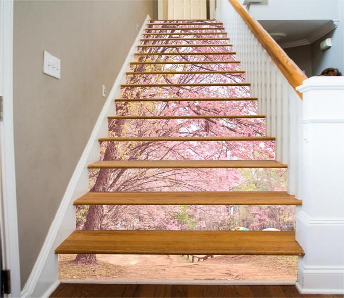 3D Pretty Flowering Trees 385 Stair Risers Wallpaper AJ Wallpaper 