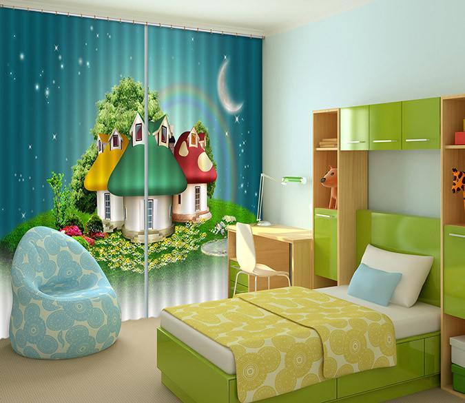 3D Cute Houses 389 Curtains Drapes Wallpaper AJ Wallpaper 