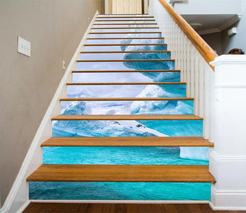 3D Blue Sea Icebergs 856 Stair Risers Wallpaper AJ Wallpaper 