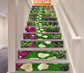 3D Flowers Stones Road 79 Stair Risers Wallpaper AJ Wallpaper 