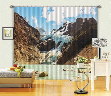 3D Snow Mountains Lake 06 Curtains Drapes Wallpaper AJ Wallpaper 