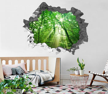 3D Green Forest Sunshine 210 Broken Wall Murals Wallpaper AJ Wallpaper 