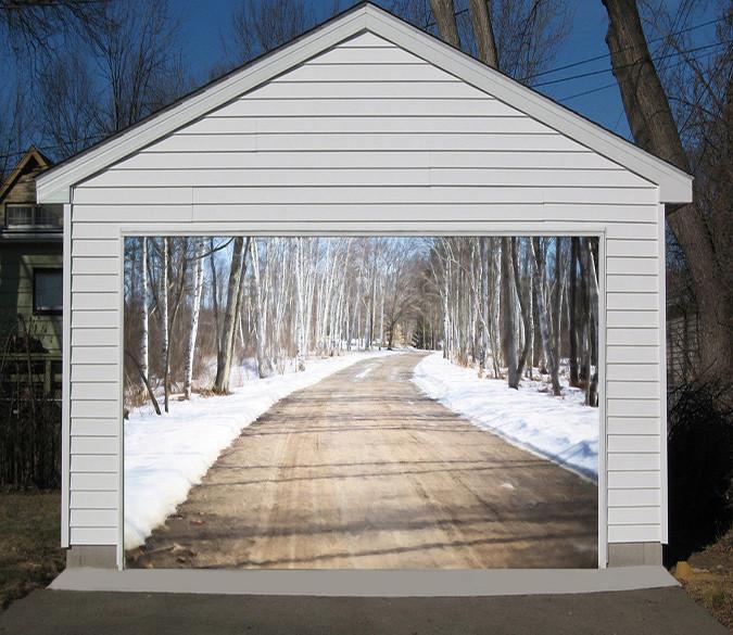 3D Road Snow Trees 148 Garage Door Mural Wallpaper AJ Wallpaper 