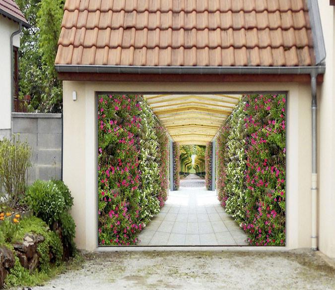 3D Corridor Flowers 383 Garage Door Mural Wallpaper AJ Wallpaper 