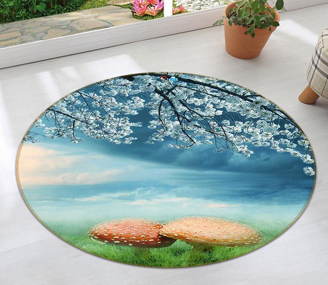 3D Flowers And Mushrooms 27 Round Non Slip Rug Mat Mat AJ Creativity Home 