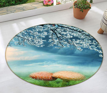 3D Flowers And Mushrooms 27 Round Non Slip Rug Mat Mat AJ Creativity Home 