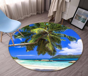 3D Bay Beach Scenery 136 Round Non Slip Rug Mat Mat AJ Creativity Home 