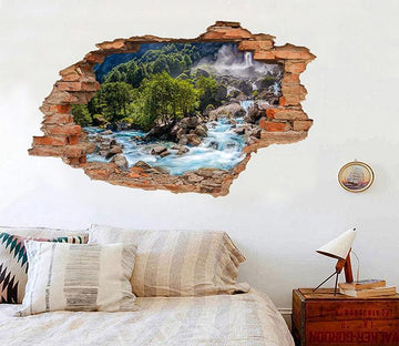 3D Mountain River 200 Broken Wall Murals Wallpaper AJ Wallpaper 