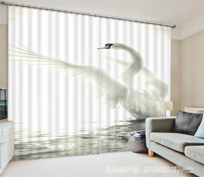 3D Lake White Swan 1101 Curtains Drapes Wallpaper AJ Wallpaper 