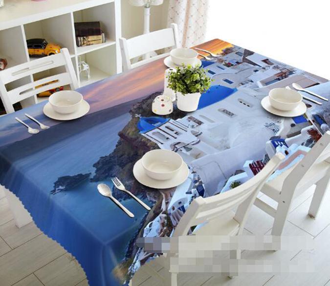 3D Santorini Island Sunset 1407 Tablecloths Wallpaper AJ Wallpaper 