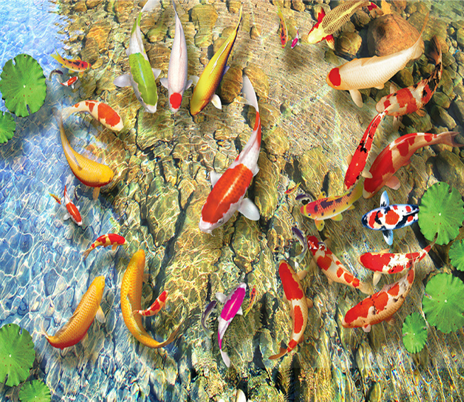 3D Colorful Fishes Floor Mural Wallpaper AJ Wallpaper 2 