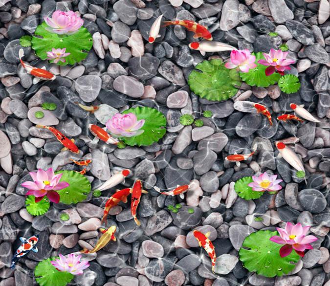 3D Pood Bottom Pebbles Floor Mural Wallpaper AJ Wallpaper 2 