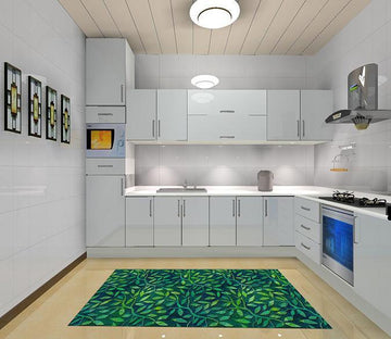 3D Leaves Pattern Kitchen Mat Floor Mural Wallpaper AJ Wallpaper 