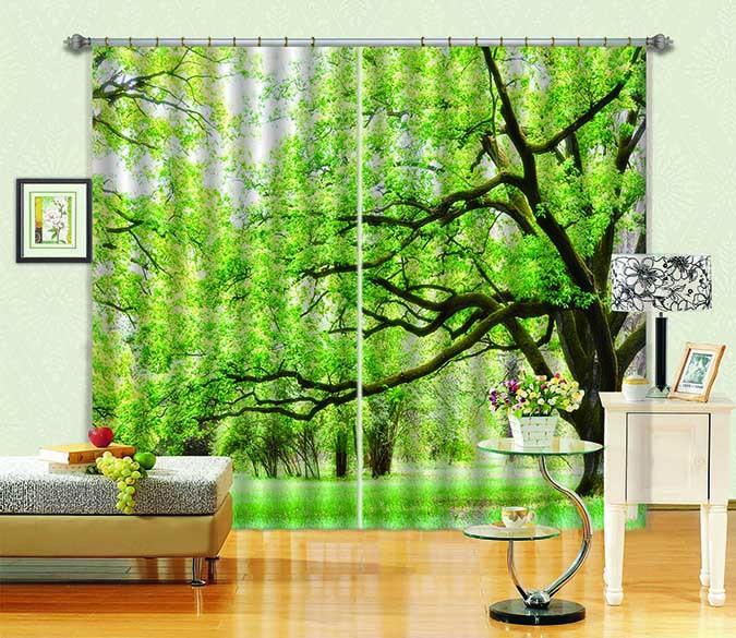 3D Green Grassland Trees 823 Curtains Drapes Wallpaper AJ Wallpaper 