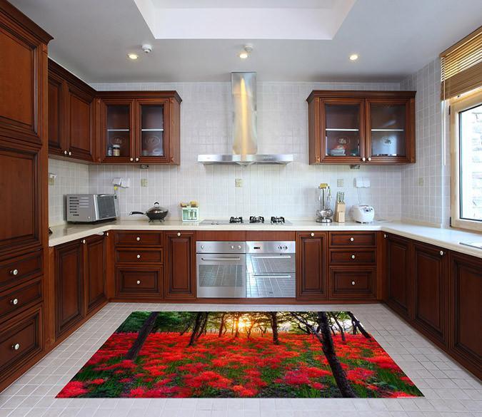 3D Trees And Flowers 040 Kitchen Mat Floor Mural Wallpaper AJ Wallpaper 