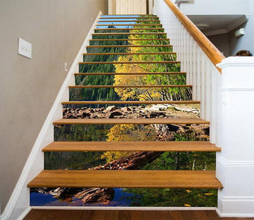 3D Forest Peace Lake 1185 Stair Risers Wallpaper AJ Wallpaper 