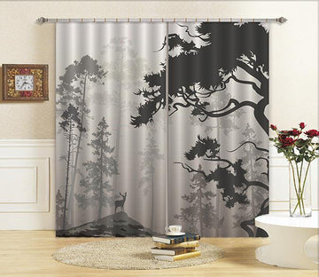 3D Misty Forest Animal 584 Curtains Drapes Wallpaper AJ Wallpaper 