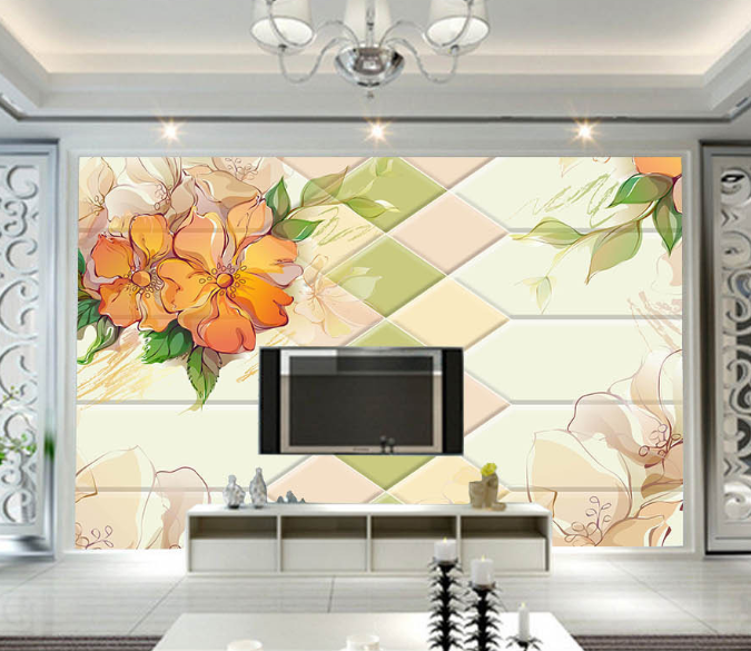 3D Wall Flowers 028 Wallpaper AJ Wallpaper 