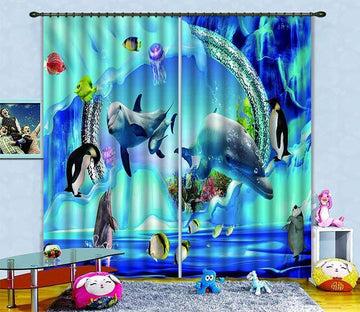 3D Ocean Animals 460 Curtains Drapes Wallpaper AJ Wallpaper 