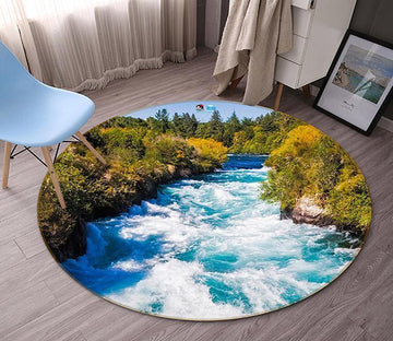 3D River Scenery 130 Round Non Slip Rug Mat Mat AJ Creativity Home 