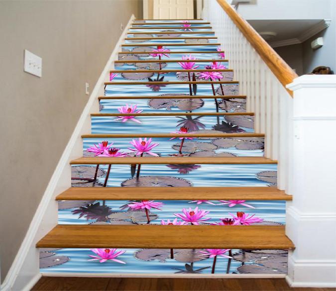 3D Beautiful Water Lily 1332 Stair Risers Wallpaper AJ Wallpaper 