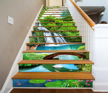 3D Waterfall Animals 1327 Stair Risers Wallpaper AJ Wallpaper 