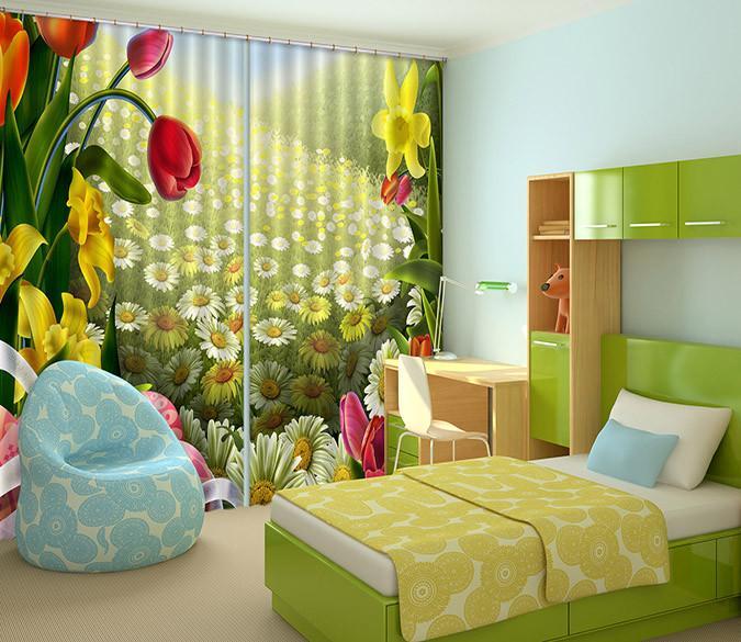 3D Bright Lush Flowers 147 Curtains Drapes Wallpaper AJ Wallpaper 