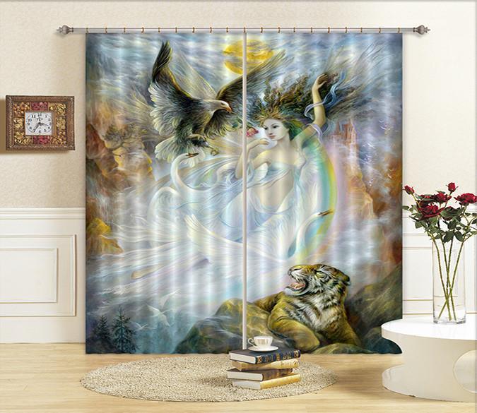 3D Animal Goddess 13 Curtains Drapes Wallpaper AJ Wallpaper 
