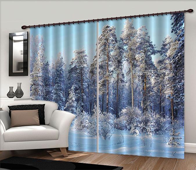 3D Shiny Snow Forest 653 Curtains Drapes Wallpaper AJ Wallpaper 
