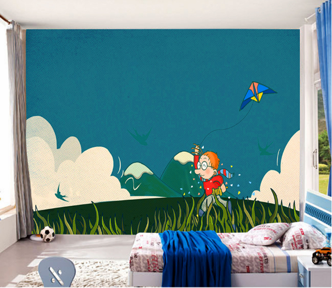3D Flying Kite Boy Wallpaper AJ Wallpaper 