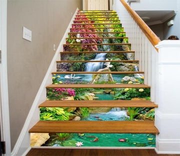 3D Pretty Lake Scenery 777 Stair Risers Wallpaper AJ Wallpaper 