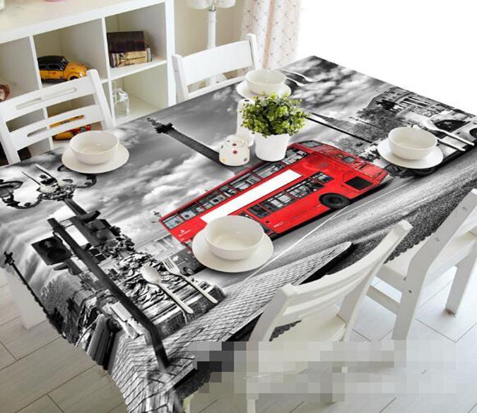 3D Red Bus 1110 Tablecloths Wallpaper AJ Wallpaper 