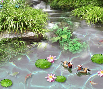 3D Mandarin Ducks Floor Mural Wallpaper AJ Wallpaper 2 