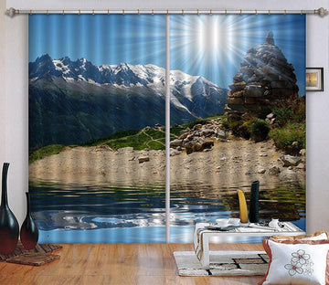 3D Snow Mountain Lake Curtains Drapes Wallpaper AJ Wallpaper 