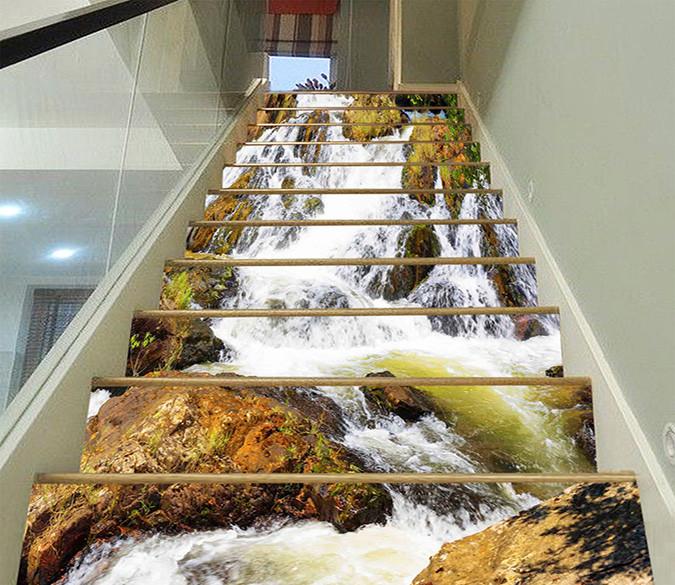 3D Mountain Spring River 403 Stair Risers Wallpaper AJ Wallpaper 