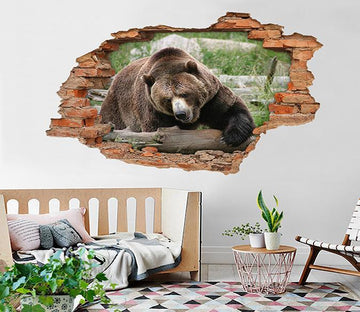 3D Big Black Bear 66 Broken Wall Murals Wallpaper AJ Wallpaper 