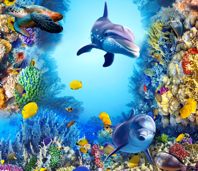 3D Colorful Sea Bottom Floor Mural Wallpaper AJ Wallpaper 2 